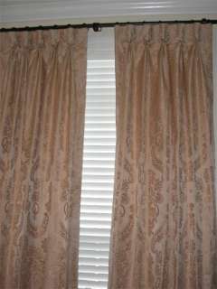 Silk Cotton Damask Drapes Window Curtains Drapery PAIR  