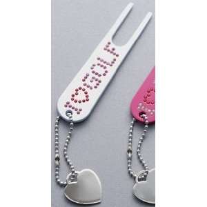  Daiya I Love Golf Rhinestone Divot Repair Tool White 