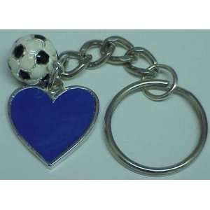  I Love Soccer Heart Keychain Key Chain   Royal Blue (Brand 