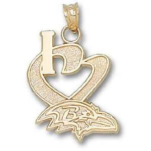  Baltimore Ravens Solid 14K Gold I Heart Logo 3/4 