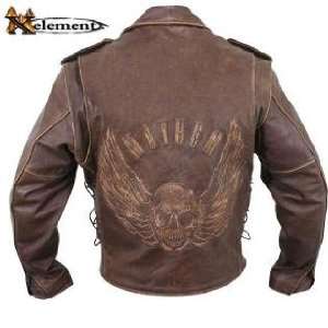  Mens Premium Brown Distressed Leather Jacket with 