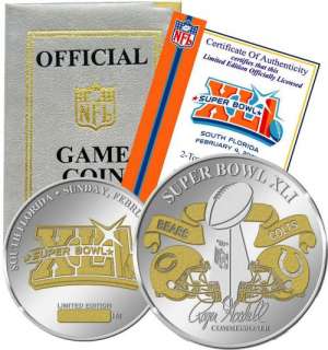 NFL Super Bowl XLI Colts vs Bears 2 Tone Gold FLIP COIN  