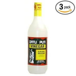 Datu Puti Cane Vinegar (Sukang Maasim), 33.81 Ounce Bottle (Pack of 3 