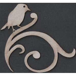   Grey Chipboard Embellishments, Bird On Swirl Arts, Crafts & Sewing