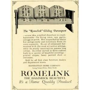  1922 Ad Romelink Gliding Davenport Couch Home Furniture 
