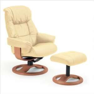    54 Olaf Recliner and Footstool Set Leather Sandel, Finish Cherry