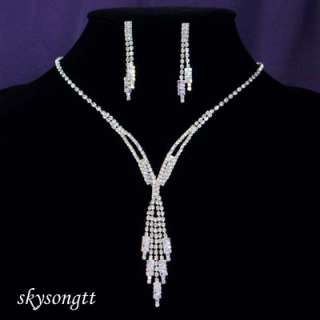 Swarovski Bridal Crystal Dangler Necklace Set S1445W  