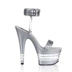  PLEASER ADORE 778LN Silver Gltr/Silver Platform 