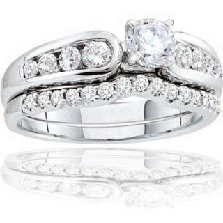 Diamond Round Brilliant Engagement Ring Wedding Band Bridal Set 14k 