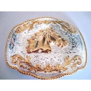 Western Rodeo Horse Gold Belt Buckle by JK Trading
