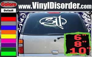 311 Band Vinyl Car or Wall Decal Sticker  