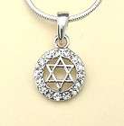 JUDAICA RHODIUM MAGEN STAR OF DAVID WITH CLEAR CRYSTAL 