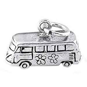  Sterling Silver Hippie Groovy Bus Van Charm Jewelry