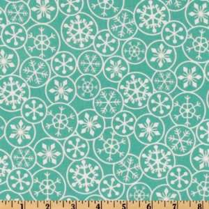  44 Wide Deck The Halls Stamped Snowflakes Teal/White 