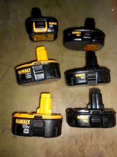 LOT OF 6 DEWALT 18V BATTERIES DC9096 DC9098 & DC9181  