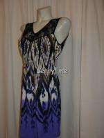   NWT JON & ANNA Purple Blk Lace Acccet V neck Sleeve less Dress Size S