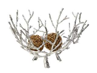 This silver finish cast iron decorative twig bowl makes a beautiful 