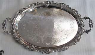 ANTIQUE ENGLISH SILVER PLATED TRAY, DECORATIVE 1900  