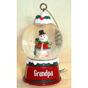    Grandpa Christmas Snowman Snow Globe Ornament 
