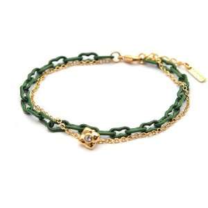  [Aznavour] Lovely & Cute Double Chain Bracelet / Dark Deep 