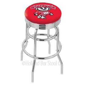 25 University of Wisconsin Badger Counter Stool   Swivel With Ribbed 