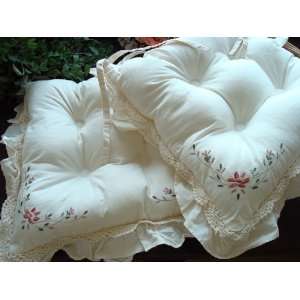  Shabby and Vintage Ivory Lace Ruffle Soft Chair Pad W 