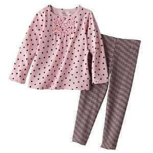 Carters Girls 2 piece L/S Ruffle Front Cotton Knit Top and Legging 