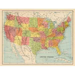  Bartholomew 1877 Antique Map of the United States Office 