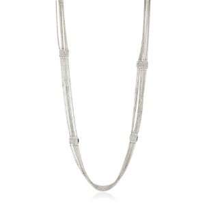  ABS By Allen Schwartz Stoned Chains Clear Crystal Silver Tone 