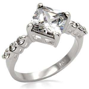 Silver Plated Rotated Princess Cut Cubic Zirconia Engagment Ring SZ 5
