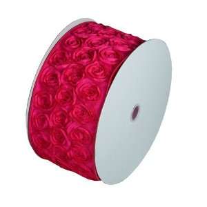 Fuchsia Rosette Rose Petal Wired Edge Ribbon, Wedding Ribbon, Diaper 