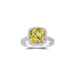  Diamond & 1.75 Cts Yellow Beryl Ring in 14K White Gold 3.5 Jewelry