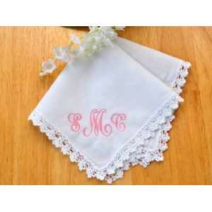 Monogrammed Wedding Hankie w/ 3 Initials   Font J  Kitchen 