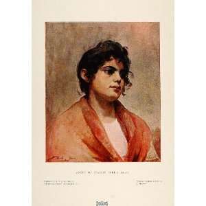 1901 Color Print Portrait Italian Girl Head J. Muntz   Original Print 