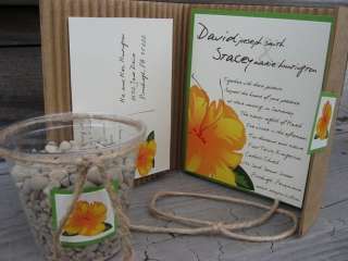Hawaiian Tropical Beach Wedding Invitation   Handmade  
