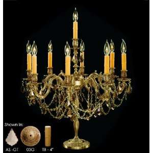  American Brass and Crystal TL2542 Cast Brass Table and 
