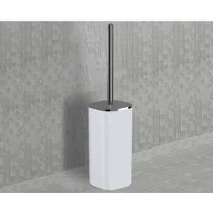  Gedy 1433 23 White and Chrome Square Toilet Brush Holder 