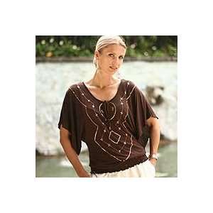  NOVICA Blouse, Chocolate Butterfly