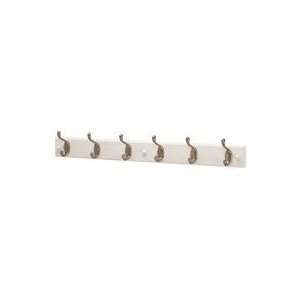  Wood Back 6 Hook Hanger, Brushed Nickel/White Patio, Lawn 