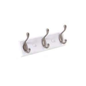  Wood Back 3 Hook Hanger, Brushed Nickel/White 10