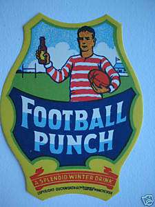 Old Rugby Football Punch Beer bottle label Rugby player  