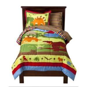  Bright Colored Dinosaurs Boys Twin Comforter Set (5 Piece 
