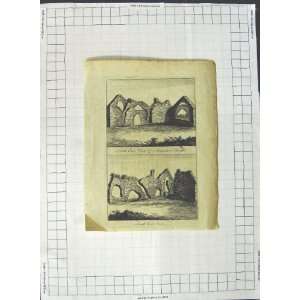  North South East View Minsden Chapel Ruins Old Print