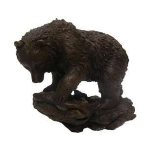  Bronze Grizzly Bear Hunting Fish River Sculpture 