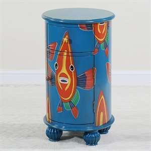  Ultimate Accents 27984ET Lacye Round End Table, Blue Multi 
