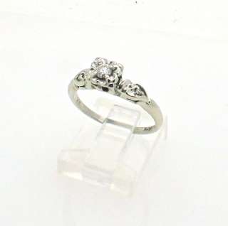 Estate 14k White Gold Engagement Genuine Diamond Ring size 6.5  