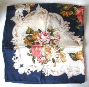ROMANTIC FLORAL PRINT SQUARE SILK NECK SCARF by Echo one size  