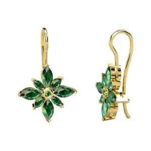    Lodestar Earrings, Round Emerald 14K Yellow Gold Earrings Jewelry