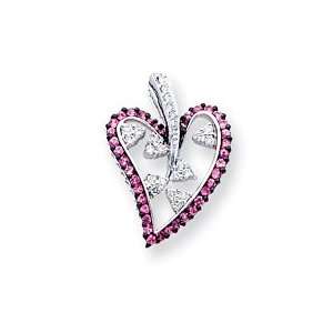  14k White Gold Pink Sapphire & Diamond Pendant Jewelry