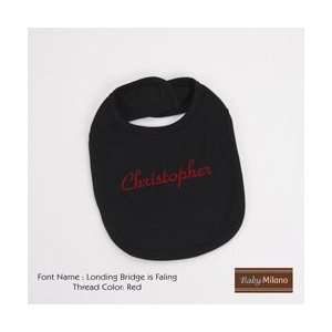    Personalized Black Baby Bib with Name by Baby Milano. Baby